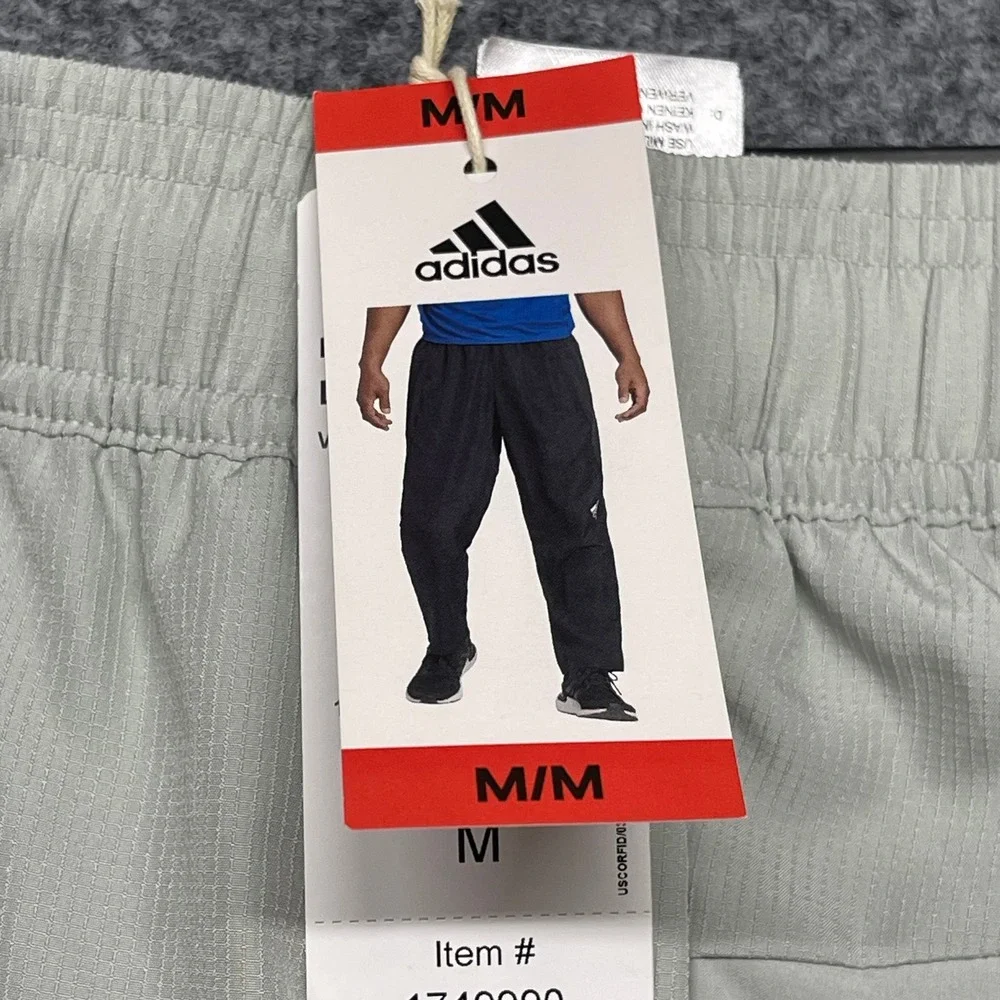 Adidas Pants Mens Medium Gray Training Tapered Lightweight Running Joggers NEW
